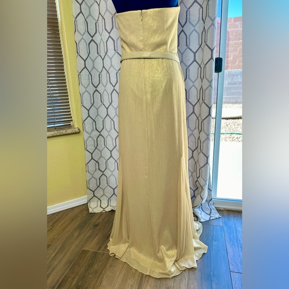 NEW! LAUREN RALPH LAUREN Gold Shimmer Strapless Evening Dress Gown - Picture 11 of 15